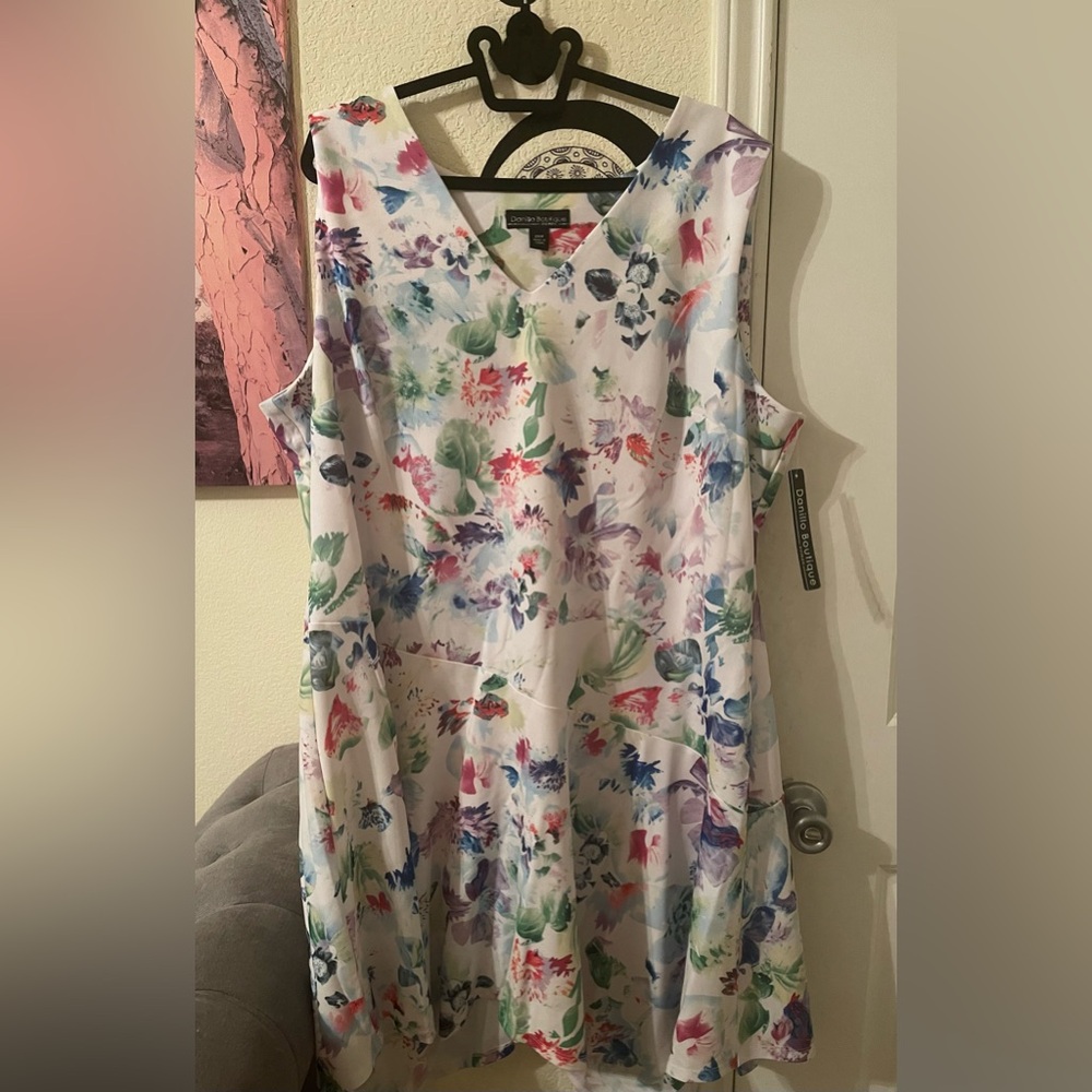 Danilla Boutique Plus Size Womens colorful sleeveless spring dress size 20 W NEW